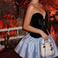 Stunning Homecoming Dress V Neck Bowknot Pleated Back to School Outfits Party Dress D6853