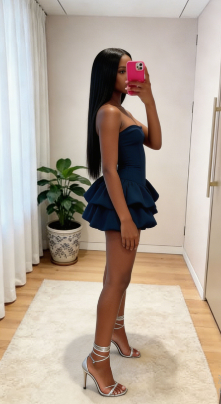 Stunning Homecoming Dress Strapless Cascade Back to School Outfits Party Dress D6856