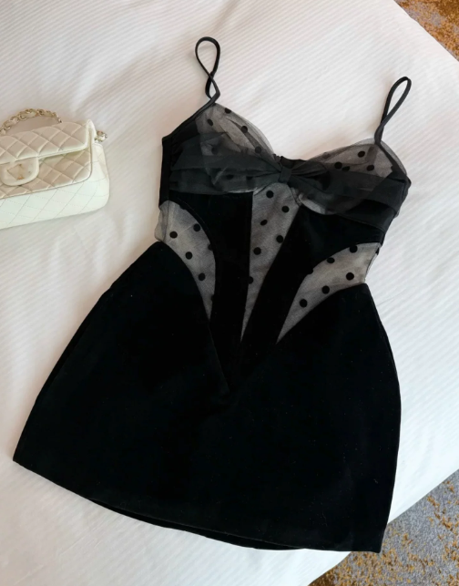 Stunning Homecoming Dress Spaghetti Strap Tulle Polka Dots Back to School Outfits Party Dress D6857