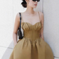 New Homecoming Dress Spaghetti Strap Pleated Back to School Outfits Party Dress D6860