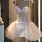 New Homecoming Dress Spaghetti Strap Flower Tulle Back to School Outfits Party Dress D6866