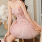 New Homecoming Dress Strapless Rinestone Tulle Back to School Outfits Party Dress D6869