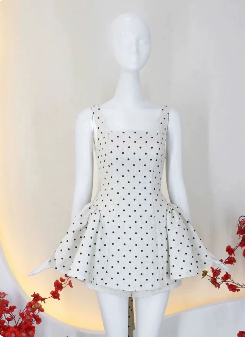 New Homecoming Dress Square Bowknot Pleated Back to School Outfits Party Dress D6861