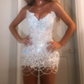 New Homecoming Dress V Neck Pearl Rinestone Back to School Outfits Party Dress D6885