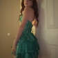 New Homecoming Dress Sweetheart Sequins Cascade Back to School Outfits Party Dress D6871