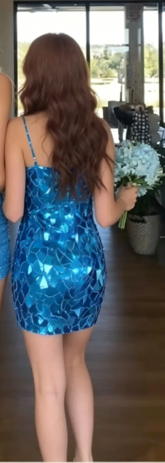 New Homecoming Dress Spaghetti Strap Sequins Back to School Outfits Party Dress D6878