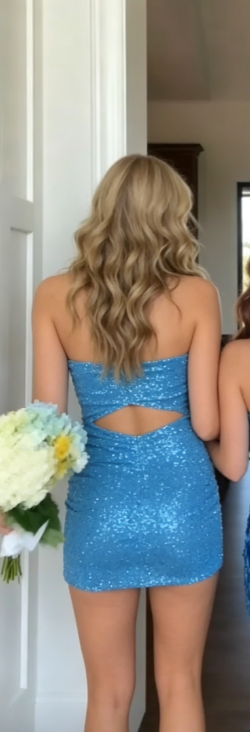 New Homecoming Dress Strapless Sequins Back to School Outfits Party Dress D6877
