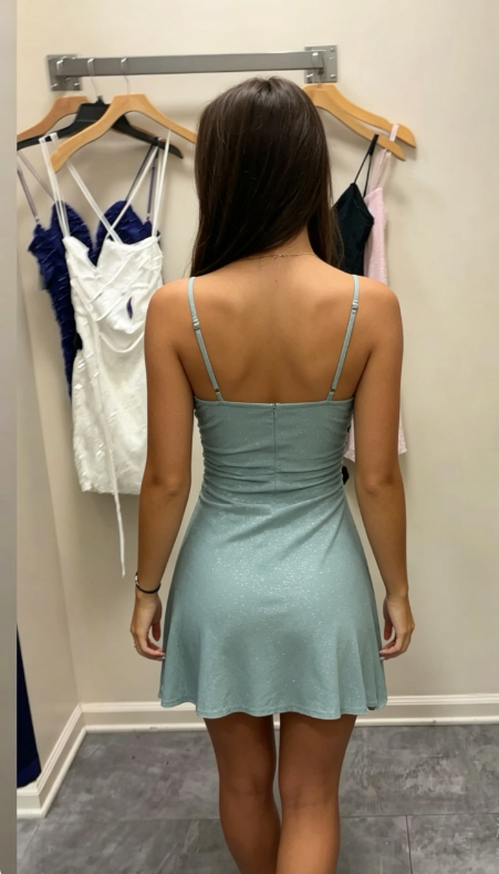 New Homecoming Dress Spaghetti Strap Sequins Back to School Outfits Party Dress D6879