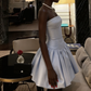New Homecoming Dress Strapless Pleated Back to School Outfits Party Dress D6882