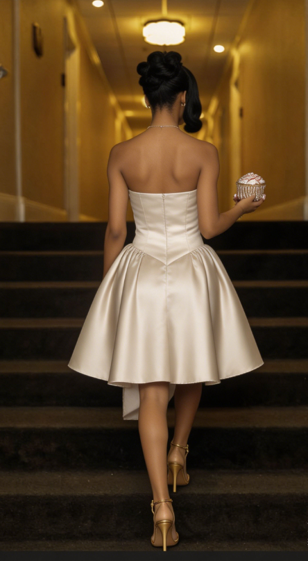 New Homecoming Dress Strapless Pleated Back to School Outfits Party Dress D6884