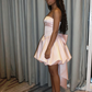 New Homecoming Dress Strapless Pleated Bowknot Back to School Outfits Party Dress D6887