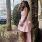 New Homecoming Dress Strapless Pleated Bowknot Back to School Outfits Party Dress D6888