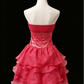 New Homecoming Dress Strapless Cascade Bowknot Rinestone Back to School Outfits Party Dress D6890