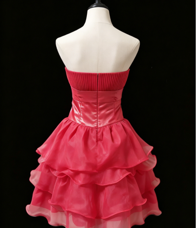 New Homecoming Dress Strapless Cascade Bowknot Rinestone Back to School Outfits Party Dress D6890