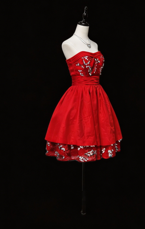 New Homecoming Dress Strapless Sequins Back to School Outfits Party Dress D6892