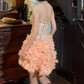 New Homecoming Dress Sweetheart Rinestone Cascade Back to School Outfits Party Dress D6899