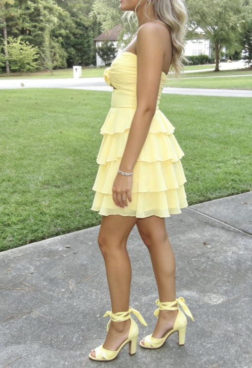 New Homecoming Dress Sweetheart Cascade Back to School Outfits Party Dress D6929