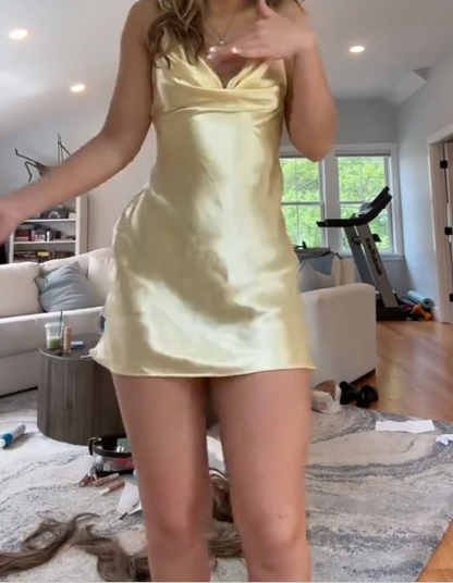 Pretty Homecoming Dress V Neck Pleated Back to School Outfits Party Dress D6987