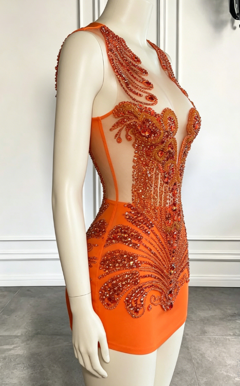 Pretty Homecoming Dress V Neck Rinestone Beading Back to School Outfits Party Dress D6976