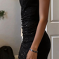 Pretty Homecoming Dress Strapless Black Sequins Hugging Back to School Outfits Party Dress D6984