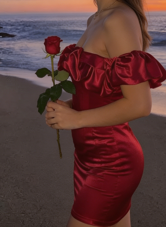 Pretty Homecoming Dress Off the Shoulder Pleated Back to School Outfits Party Dress D6990