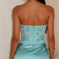 Pretty Homecoming Dress Strapless Hugging Embroidery Pleated Back to School Outfits Party Dress D6715