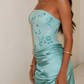 Pretty Homecoming Dress Strapless Hugging Embroidery Pleated Back to School Outfits Party Dress D6715