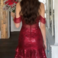 Pretty Homecoming Dress Off the Shoulder Sequins Tulle Back to School Outfits Party Dress D6716