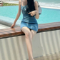 Pretty Homecoming Dress Spaghetti Strap Flower Back to School Outfits Party Dress D6719