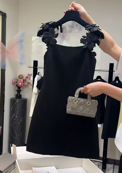 Pretty Homecoming Dress Spaghetti Strap Flower Back to School Outfits Party Dress D6721
