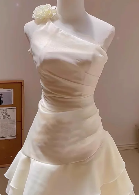 Pretty Homecoming Dress One Shoulder Flower Soutache Back to School Outfits Party Dress D6723