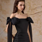Pretty Homecoming Dress Off the Shoulder Pleated Bowknot Back to School Outfits Party Dress D6724
