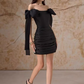 Pretty Homecoming Dress Off the Shoulder Pleated Bowknot Back to School Outfits Party Dress D6724