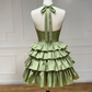 Beauty Homecoming Dress Halter Bowknot Cascade Back to School Outfits Party Dress D6736