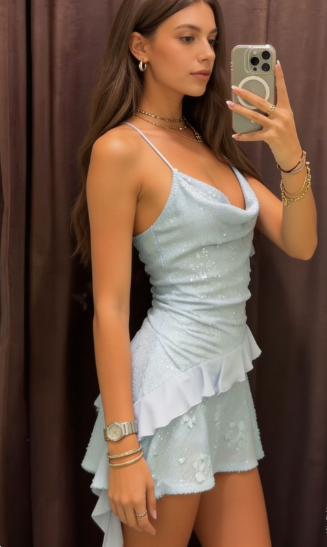 Beauty Homecoming Dress Spaghetti Strap Sequins Soutache Back to School Outfits Party Dress D6737