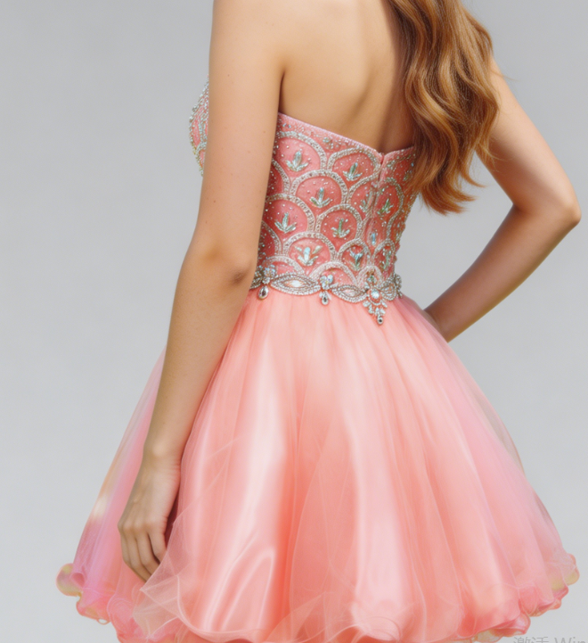 Beauty Homecoming Dress Sweetheart Tulle Rinestone Back to School Outfits Party Dress D7050