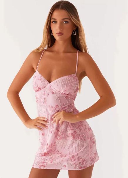 Beauty Homecoming Dress V Neck Beading Back to School Outfits Party Dress D7054