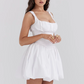 Beauty Homecoming Dress Square Pleated Back to School Outfits Party Dress D6759