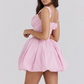 Beauty Homecoming Dress Square Pleated Back to School Outfits Party Dress D6759