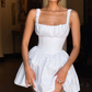 Beauty Homecoming Dress Square Pleated Back to School Outfits Party Dress D6759