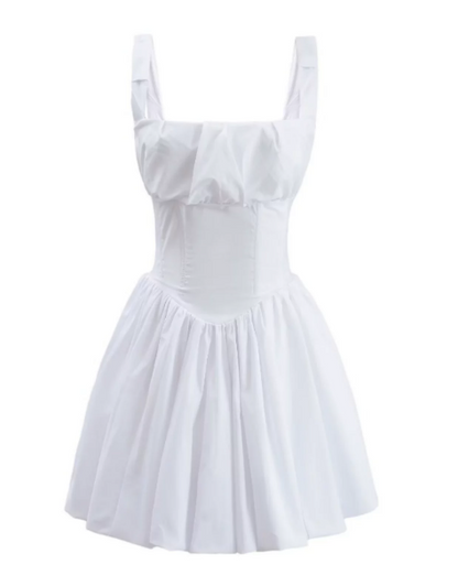 Beauty Homecoming Dress Square Pleated Back to School Outfits Party Dress D6759
