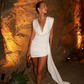 Beauty Homecoming Dress V Neck Pleated Soutache Back to School Outfits Party Dress D6763