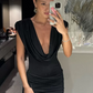 Beauty Homecoming Dress V Neck Pleated Soutache Back to School Outfits Party Dress D6763