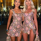 Beauty Homecoming Dress Square Slit Sequins Back to School Outfits Party Dress D6764