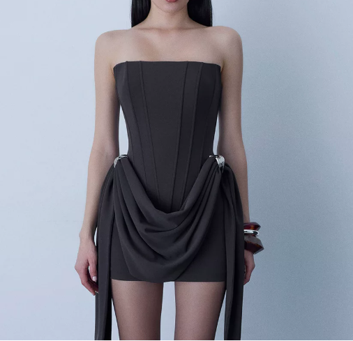 Beauty Homecoming Dress Strapless Pleated Soutache Back to School Outfits Party Dress D6767
