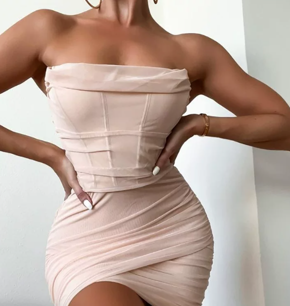 Beauty Homecoming Dress Strapless Pleated Back to School Outfits Party Dress D6769