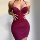 Beauty Homecoming Dress Halter Pleated Back to School Outfits Party Dress D6771