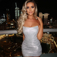 Beauty Homecoming Dress Strapless Pleated Sequins Back to School Outfits Party Dress D7075