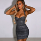 Beauty Homecoming Dress Halter Pleated Sequins Back to School Outfits Party Dress D7076