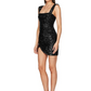 Beauty Homecoming Dress Square Pleated Sequins Slit Back to School Outfits Party Dress D7077